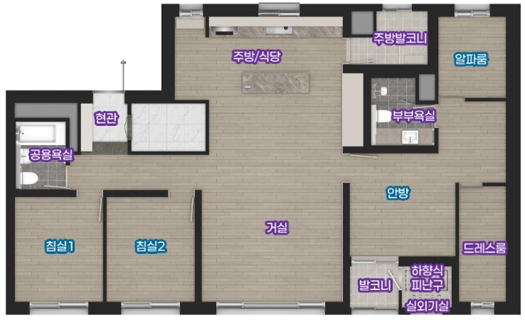 평택 브레인시티 비스타동원 전용 106㎡ 106A 평면도
