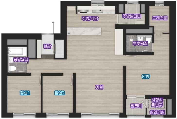 평택 브레인시티 비스타동원 전용 84㎡ 84A 평면도