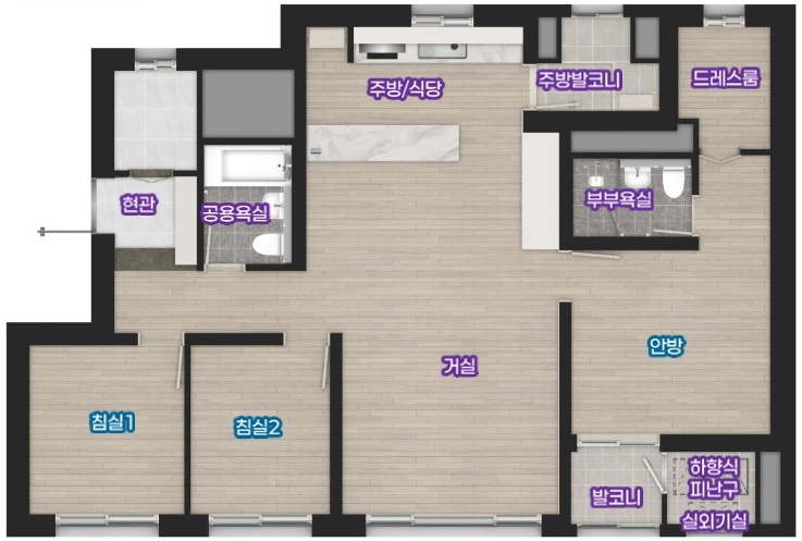 평택 브레인시티 비스타동원 전용 84㎡ 84C 평면도